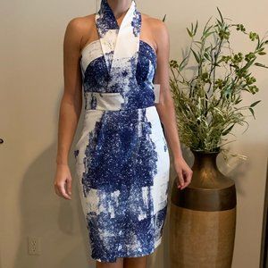 Copper St. Blue/White Halter Dress: Sz. 6